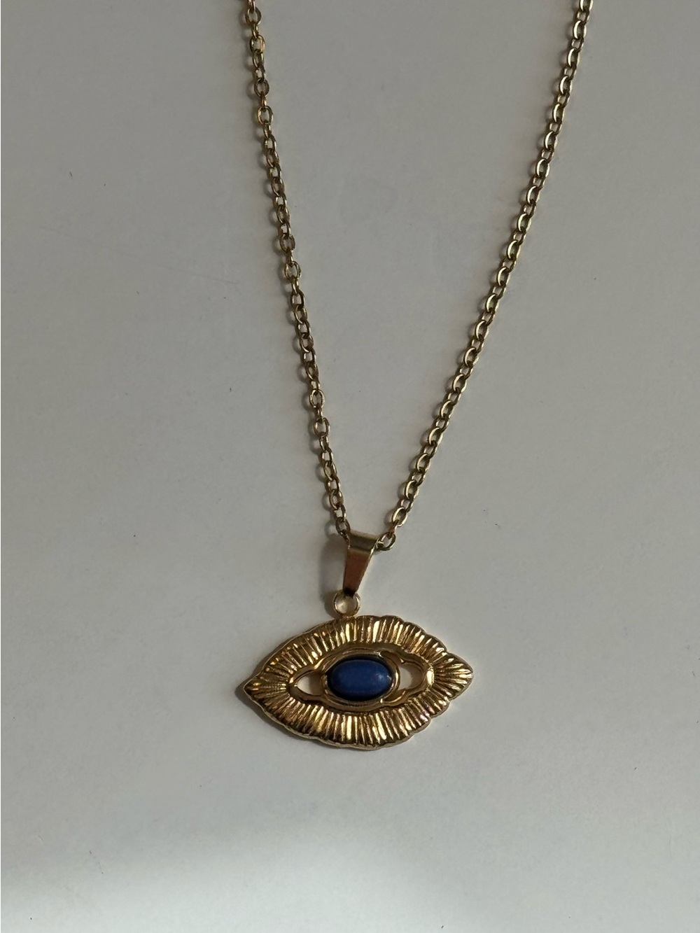 Gold-Plated Evil Eye Pendant Necklace with Blue Stone